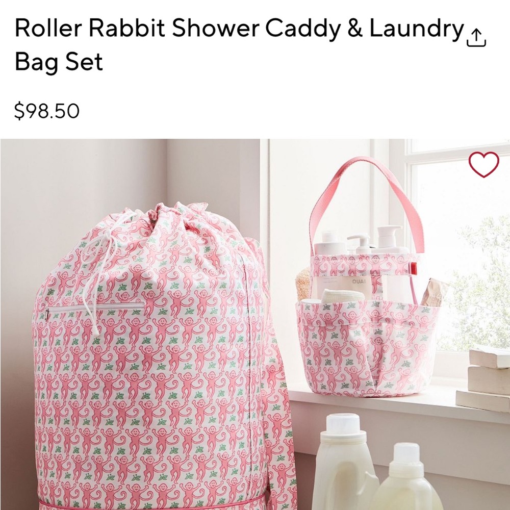TAGS ON! Roller Rabbit Pink Patterned Bath Set